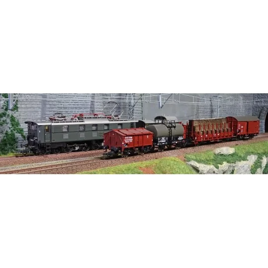 Roco_61492-Roco 61492 Set complet train marchandises électrique série E 52 22 + wagons, DRG