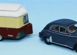 SAI 2519 Peugeot 203, anthracite grey with ivory beige Eriba carava...