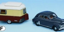 SAI 2519 Peugeot 203, gris anthracite avec caravane Eriba beige ivoire Sai Sai_2519 - 1