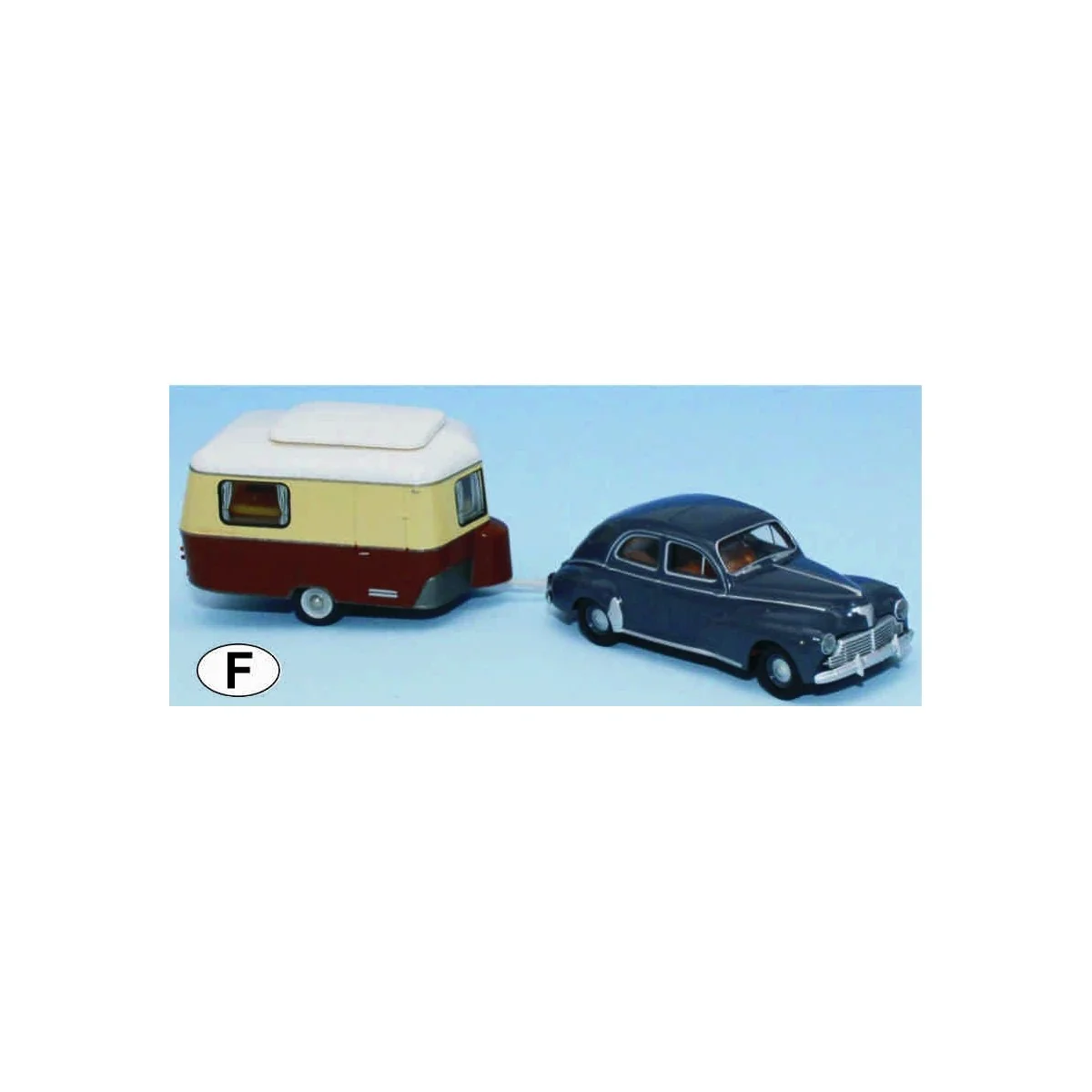 SAI 2519 Peugeot 203, gris anthracite avec caravane Eriba beige ivoire Sai Sai_2519 - 1