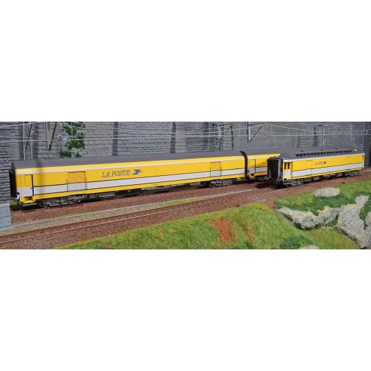 Lsm_40425-LS Models 40425 Set de 3 voitures Postales UIC, jaune PTT, PE UIC + PE UIC + Pez OCEM