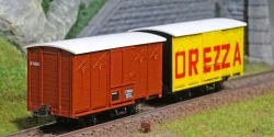 Ree modeles VM011 Set de 2 Wagons Couverts freinés CFC, Toit Rond, Rouge UIC, DREZZA, HOm Ree Modeles VM-011 - 1
