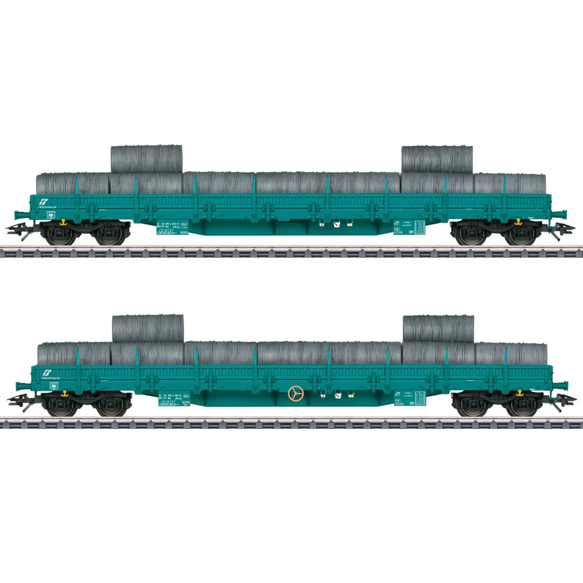 Marklin 47107 Set of 2 low-side bogie flat wagons Res, Trenitalia (...
