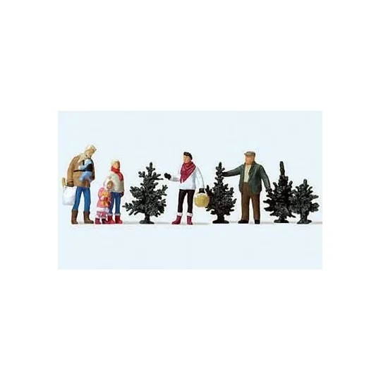 Preiser_10627-Preiser 10627 Personnages, achat du sapin de noel