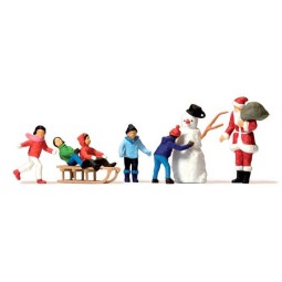 Preiser 10626 Figures, Santa Claus, Children and Snowman - Preiser_...