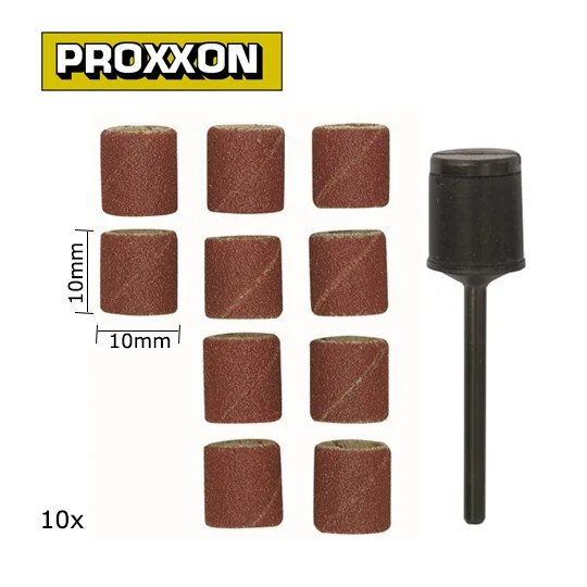 Cylindres abrasifs en corindon 10mm grain 150 (x10) + support Proxxon Proxxon PRX-28980 - 1 PRX-28980-Cylindres abrasifs en corindon 10mm grain 150 (x10) + support Proxxon - PRX-28980