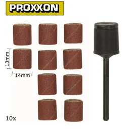 14mm corundum abrasive cylinders, 120 grit (x10) + Proxxon holder