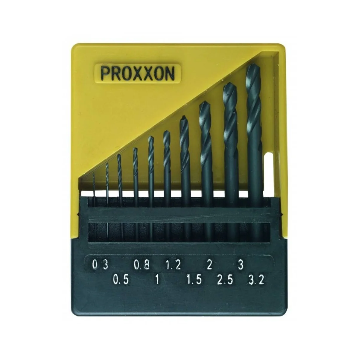 HSS drill bits, 10 pieces, 0.3 to 3.2 mm, Proxxon