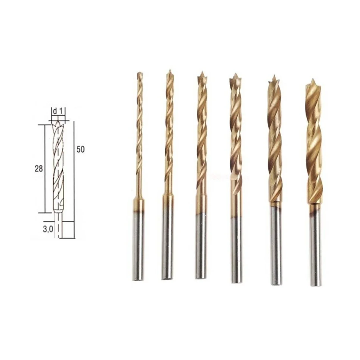 HSS drill bits with centering point, 6 pieces, 1.5 to 4 mm Proxxon