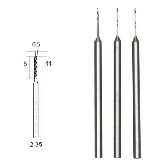 PRX-28864-Proxxon HSS steel drill bits, Ø 0.5 mm, 3 pieces