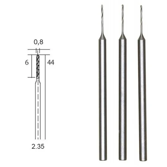 PRX-28852-HSS steel drill bits, Ø 0.8 mm, 3 pieces Proxxon