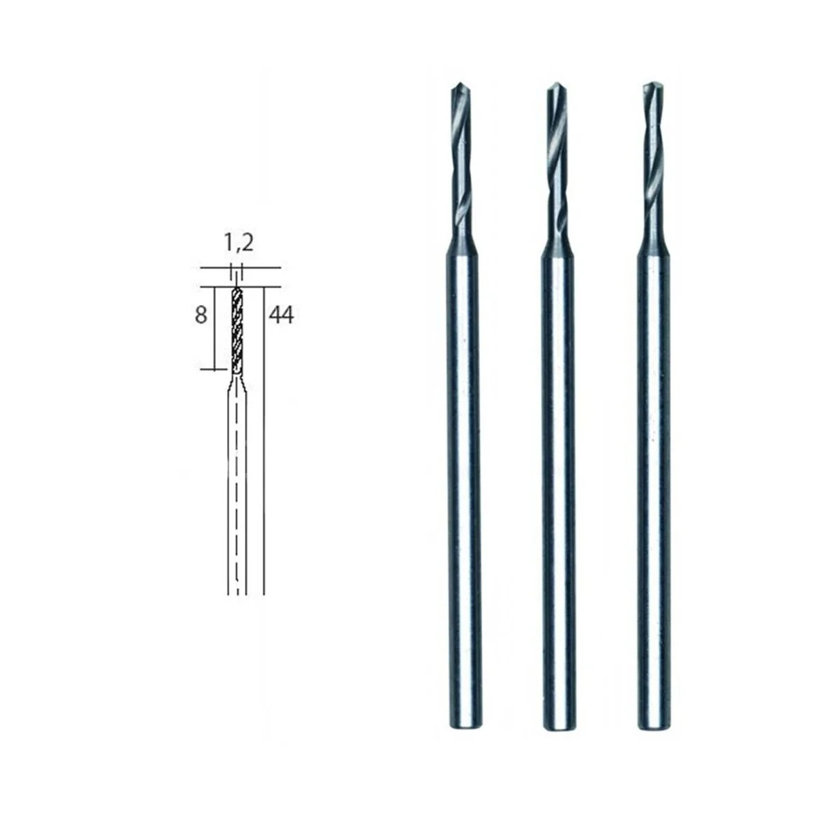 Proxxon HSS steel drill bits, Ø 1.2 mm, 3 pieces