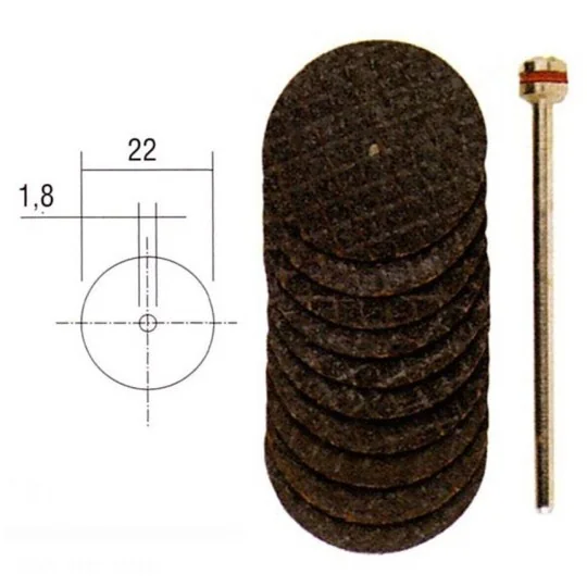 PRX-28808-22mm (x10) aluminum oxide reinforced cutting discs + Proxxon stand