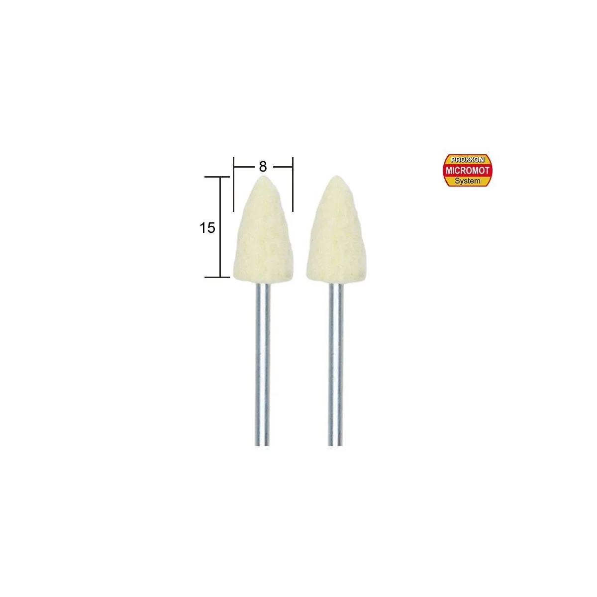 Proxxon Projectile Felt Polisher, 15x8mm, 2 pieces