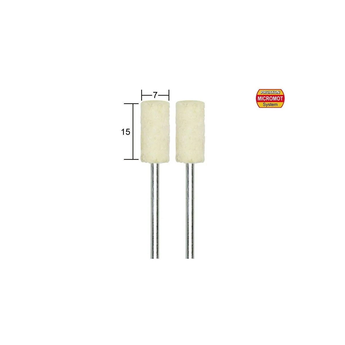 Proxxon cylindrical felt polisher, 15x7mm, 2 pieces