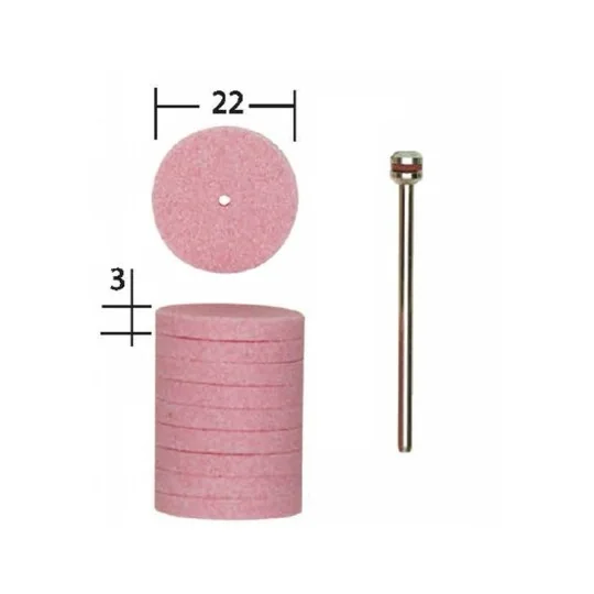 PRX-28302-Corundum grinding wheels, disc shape, Ø 22mm (x10) + 1 proxxon rod