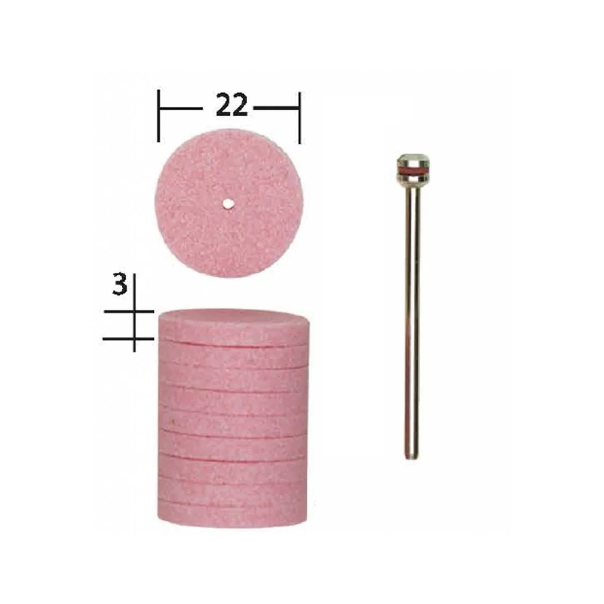 Corundum grinding wheels, disc shape, Ø 22mm (x10) + 1 proxxon rod ...