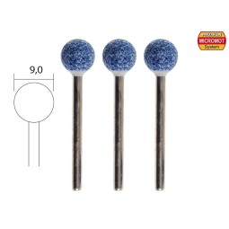 Corundum grinding wheels, 9mm diameter ball (x3) Proxxon