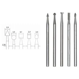 Proxxon wolfram-vanadium steel end mill, 5 shapes