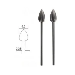 Cutter tip steel wolfram-vanadium, flame Ø 6mm (x2) Proxxon - PRX-2...