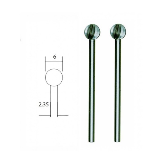PRX-28725-Fraise embout acier wolfram-vanadium, boule Ø 6mm (x2) Proxxon