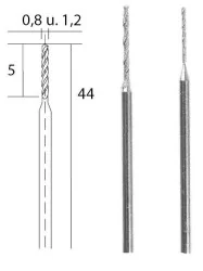 Diamond helical drills, Ø 0.8mm and 1.2mm Proxxon - PRX-28255