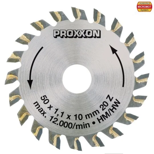 Lame de scie circulaire à plaquettes carbure 50 mm, 20 dents Proxxon Proxxon PRX-28017 - 1 PRX-28017-Lame de scie circulaire à plaquettes carbure 50 mm, 20 dents Proxxon - PRX-28017