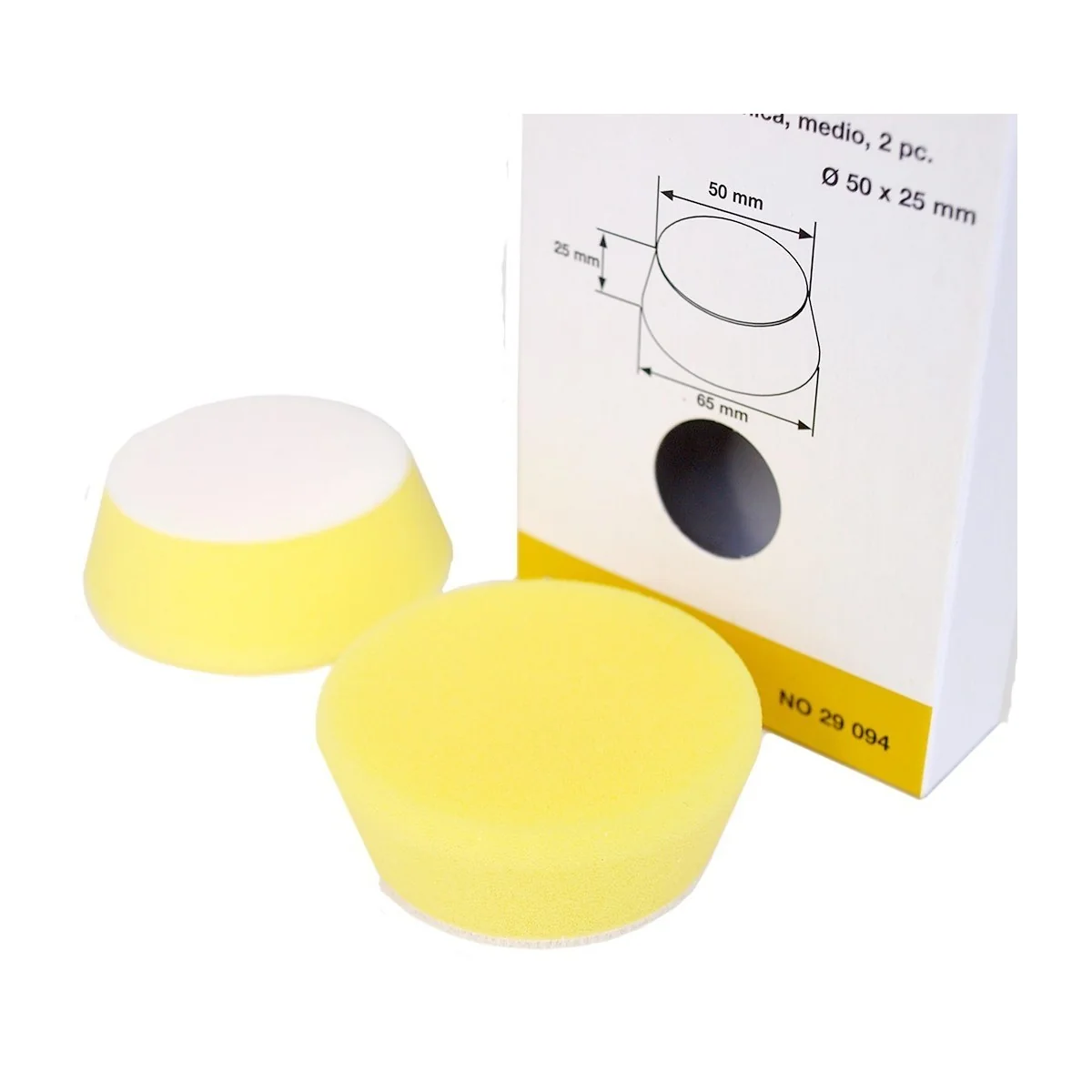 Conical polishing sponge Ø 50 mm, medium (yellow) (x2) Proxxon