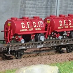 Ree modeles WB614 Wagon UFR Biporteur brun, remorques citernes rondes CECI Ree Modeles WB-614 - 1