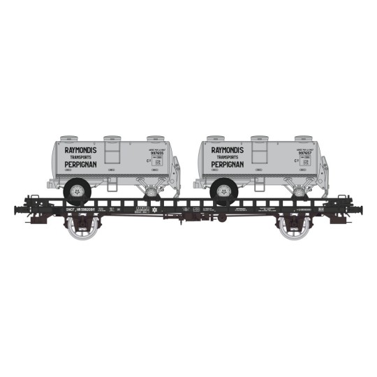 WB-615-Ree models WB615 UFR Biporteur black wagon, RAYMONDI round tank trailers