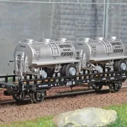 Ree modeles WB615 Wagon UFR Biporteur noir, remorques citernes rondes RAYMONDI Ree Modeles WB-615 - 1