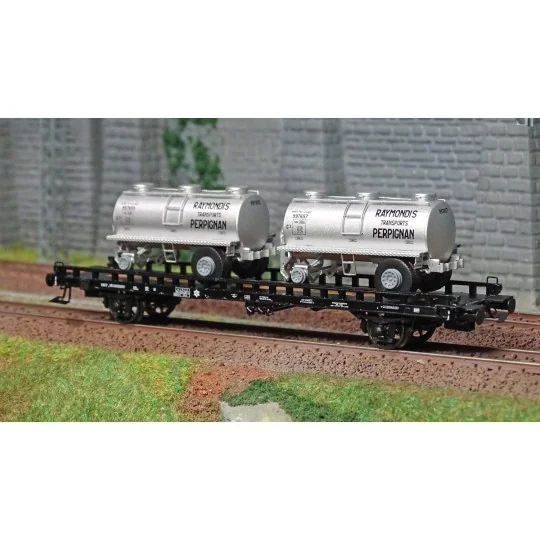 Ree models WB615 UFR Biporteur black wagon, RAYMONDI round tank tra... WB-615-Ree models WB615 UFR Biporteur black wagon, RAYMONDI round tank trailers