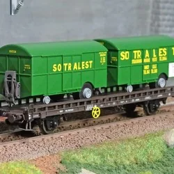 Ree modeles WB620 Wagon UFR Biporteur brun, 2 remorques fourgons SOTRALEST Ree Modeles WB-620 - 1