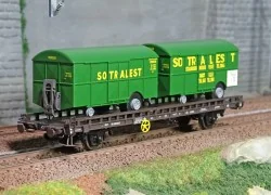 Ree models WB620 UFR Biporteur brown wagon, 2 SOTRALEST box trailer...