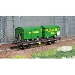 Ree models WB620 UFR Biporteur brown wagon, 2 SOTRALEST box trailer...