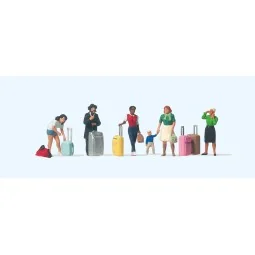 Preiser 10795 Figures, Travelers with trolley - Preiser_10795