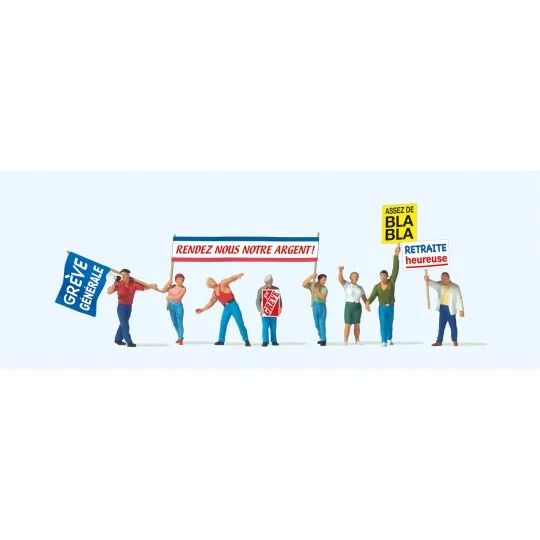 Preiser_10787-Preiser 10787 Personnages, Manifestants retraite