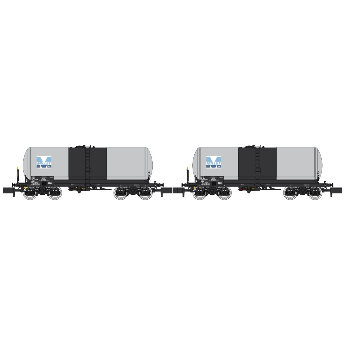 REE Modeles NW230 Set de 2 wagons citernes ANF, Transport de Lubrifiants, SNCF, MILLET, N- 1/160 Ree Modeles NW-230 - 3