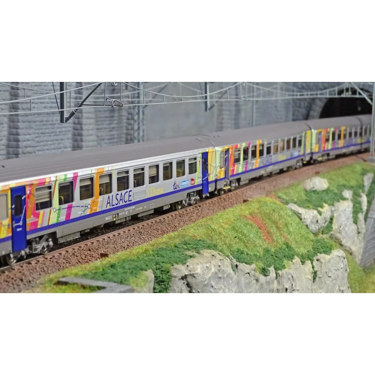 LS Models 41209 Set de 3 voitures Vtu VTU, A10tu PLC+ B11tu + B11tu, livrée Alsace, Grand Est, SNCF, logo carmillon Ls models Ls