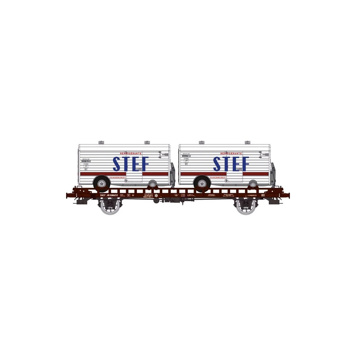 Ree models WB636 UFR Biporteur HR brown wagon, STEF refrigerated tr...