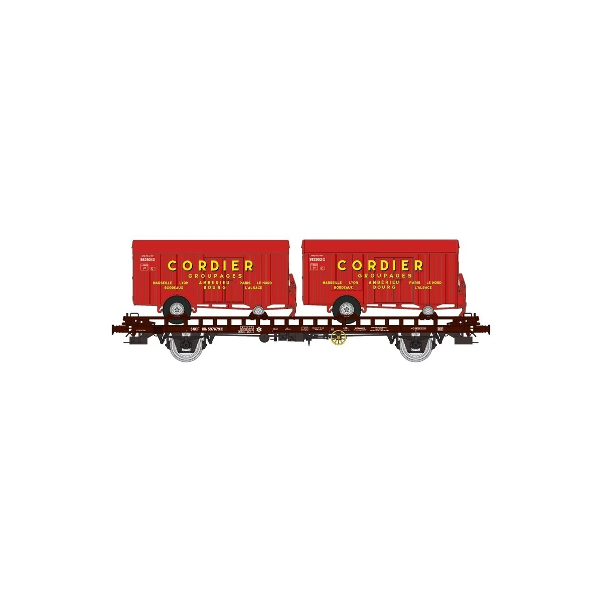 Ree models WB638 UFR Biporteur Wagon with screw brake HRv brown, CO...