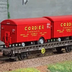 Ree modeles WB638 Wagon UFR Biporteur frein vis HRv brun, remorques fourgons CORDIER Ree Modeles WB-638 - 1