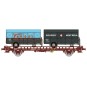 WB-642-Ree models WB642 UFR Biporteur Wagon, screw brake, UIC Red, PAVESI + BOURGEY-MONTREUIL box trailers