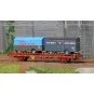 WB-642-Ree models WB642 UFR Biporteur Wagon, screw brake, UIC Red, PAVESI + BOURGEY-MONTREUIL box trailers