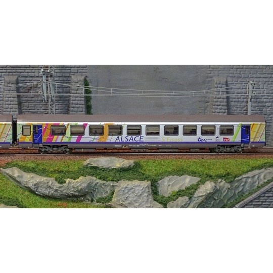 Lsm_41231DC-LS Models 41231DC Set de 3 voitures TER Alsace, voiture pilote, SNCF, logo carmillon, éclairage