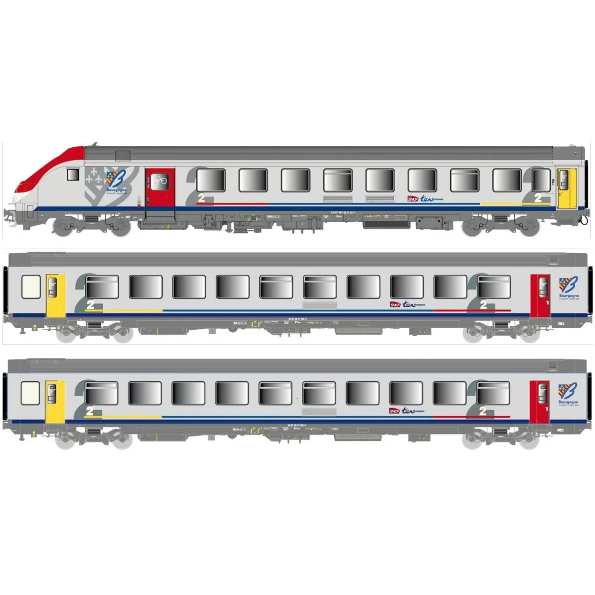 LS Models 41233DC Set of 3 TER Bourgogne coaches, driving trailer, ... LS Models 41233DC Set of 3 TER Bourgogne coaches, driving trailer, ...