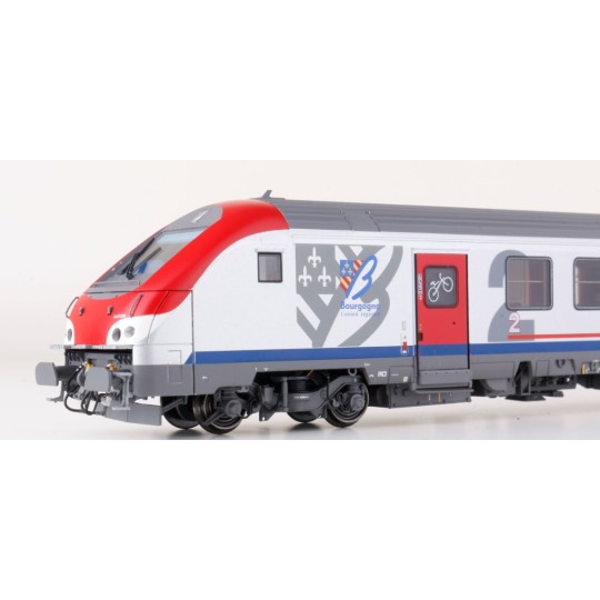 Lsm_41233DC-LS Models 41233DC Set de 3 voitures TER Bourgogne, voiture pilote, SNCF, logo carmillon, éclairage