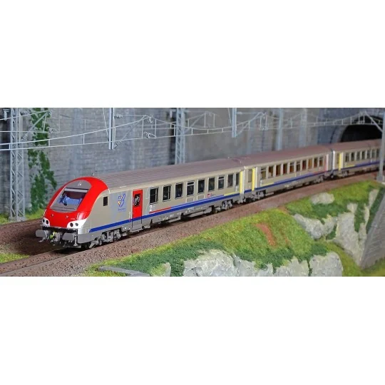 Lsm_41233DC-LS Models 41233DC Set de 3 voitures TER Bourgogne, voiture pilote, SNCF, logo carmillon, éclairage