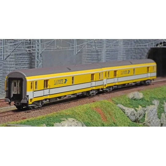 Lsm_40445-LS Models 40445 Set de 2 voitures Postales UIC, jaune/blanche, toit gris, PA UIC + PA UIC