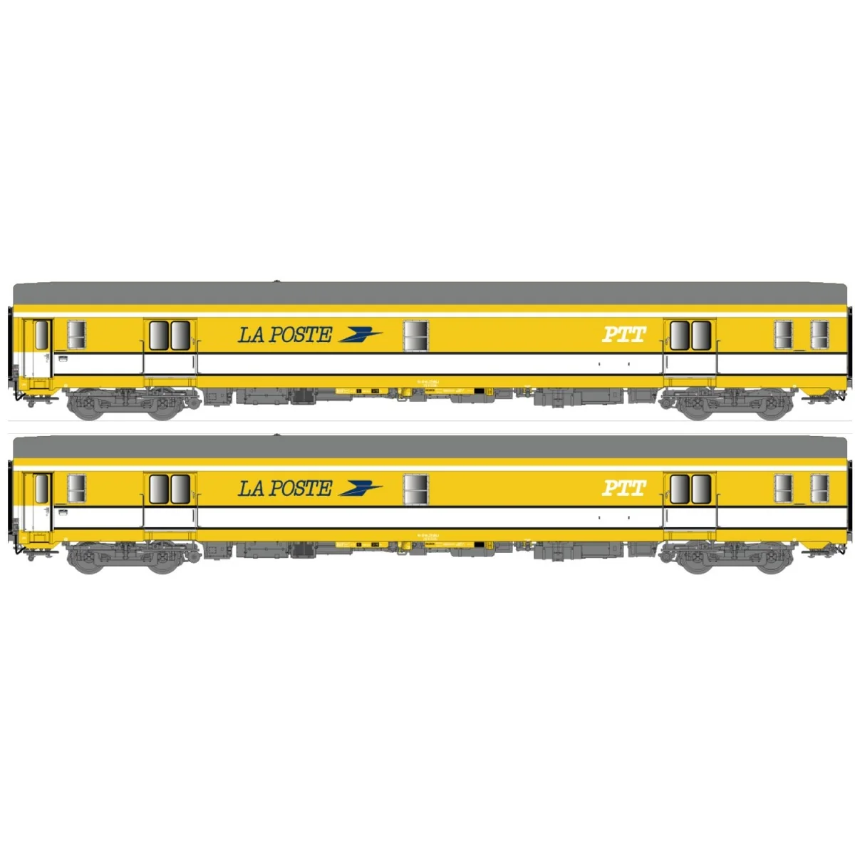 LS Models 40446 Set of 2 UIC postal vans, yellow/white, grey roof, ...